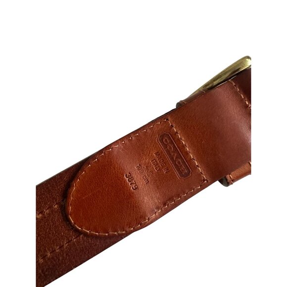 COACH Men's Vintage Tan Green Striped Belt Size 40 - Picture 4 of 8